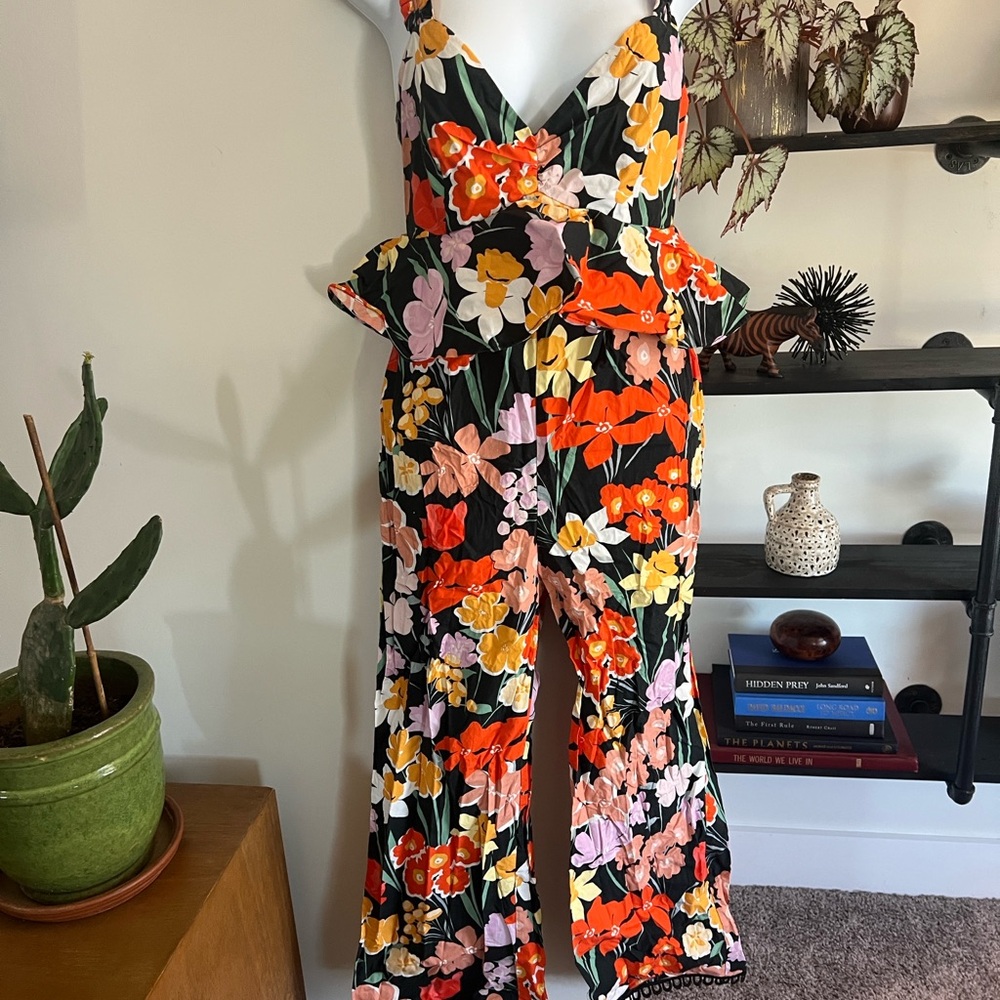 SAYLOR Red and Orange Jumpsuit V-Neck Wide-Leg